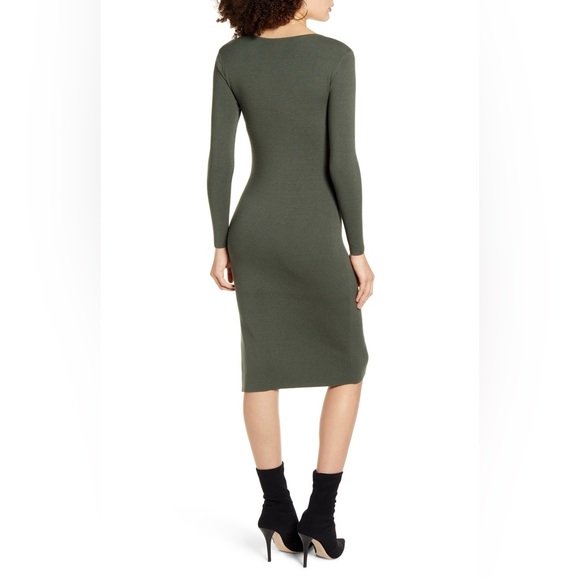 Twist Front Long Sleeve Sweater Midi Dress by LEITH GREEN THYME XS - Picture 4 of 8